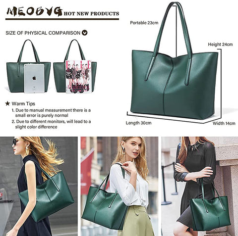 Meobvg Tote Handbags for Women Large PU Leather Bucket Purses Soft Waterproof Shoulder with Zippers Work Daily Bag