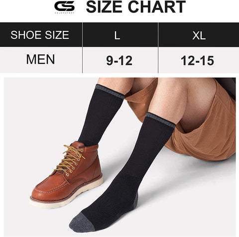CS CELERSPORT 4 Pair Men's Merino Wool Hiking Socks Warm Boot Socks with Full Cushion Thermal Crew Socks