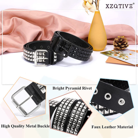 Studded Belt Metal Punk Rock Rivet Belts for Women/Men Punk Leather Belt Gothic Belt Accessories for Jeans Pants