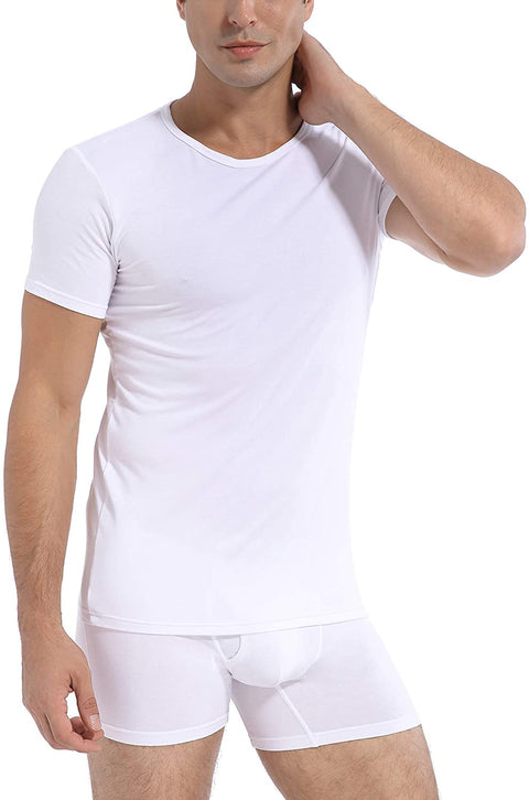 Men's 3-Pack Undershirts Bamboo Rayon Ultra Soft Comfy Crew Neck T-Shirts
