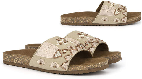 Torgeis Women's Delilah Slide Flats Sandals, Round Open Toe, Rubber Outsole