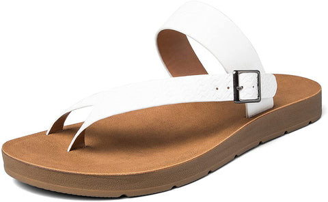 mysoft Women's Slide Sandals Comfortable Flip Flops Buckle Toe Ring Sandals with Adjustable Straps