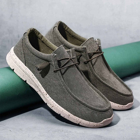 FitVille Men's Loafers Slip-Ons Shoes Casual Canvas Shoes Lightweight Breathable Woven Fabric Soft Memory Foam Sole for Indoor Outdoor