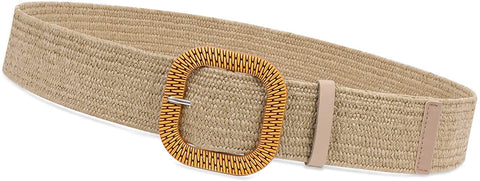 Fashion Wide Straw Woven Elastic Stretch Waist Band Belt Summer Bohemian Ladies Beach Dress Belts