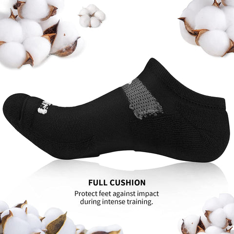 PAPLUS No Show Running Socks for Men (6 Pairs), Cushioned Athletic Ankle Socks with Arch Support