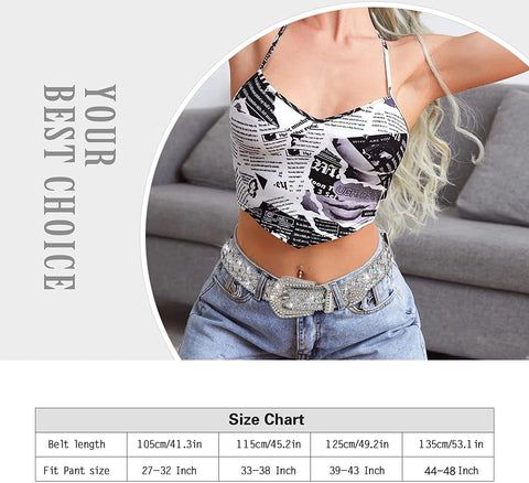 Women’s Rhinestones belt Western Cowgirl Cowboy Bling Studded Leather Belt for Jeans Pants