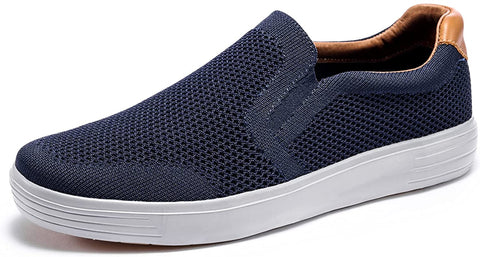 konhill Men's Slip on Fashion Sneaker - Classic Breathable Knit Loafers Skate Shoes