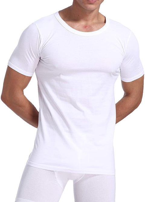 Men's 6-Pack Slim Fit Undershirts 100% Cotton Comfy Crew Neck T-Shirts