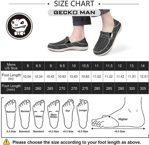 Slip On Shoes for Men, Plantar Fasciitis Canvas Loafer Shoes with Arch Support, Orthopedic Casual Non Slip Shoes with Rubber Sole