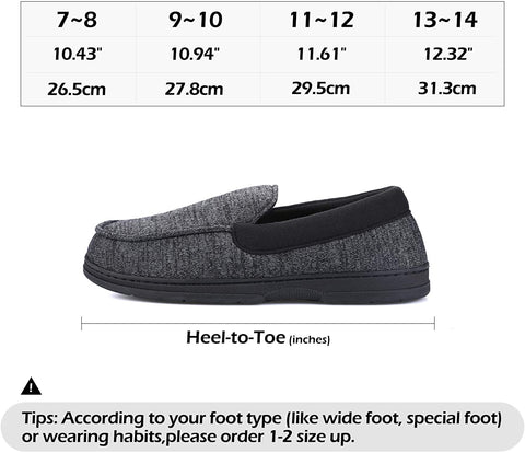 mysoft Men's House Slippers Memory Foam Classic Moccasin Slip on Shoes Anti-Slip Sole Indoor Outdoor