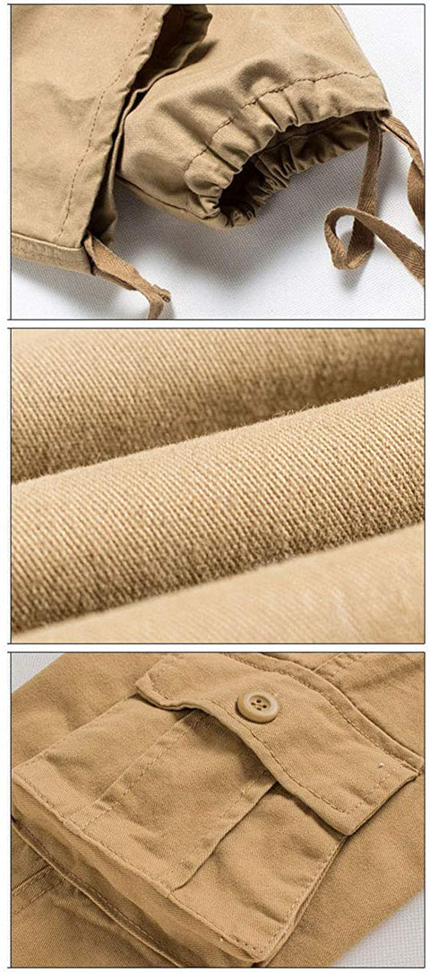 Men's Twill Cotton Wild Cargo Pants Casual Regular Fit Work Combat Trousers