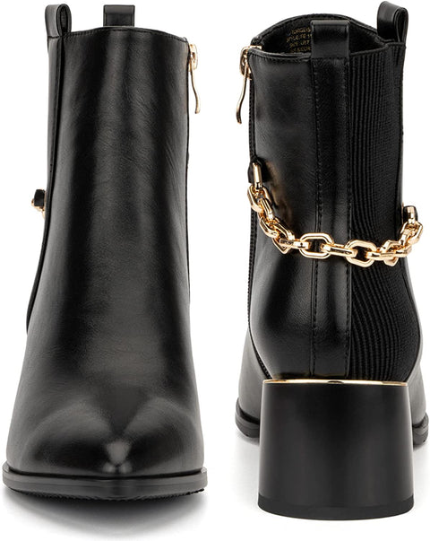 Torgeis Women’s Franny Fashion Casual Micro Suede Zipper Heel Ankle Boots, Pointed-Toe, Rubber Outsole