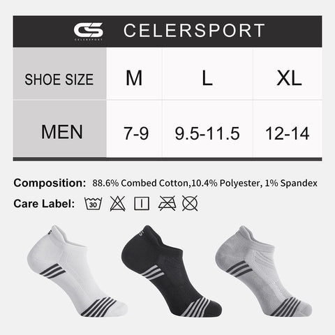 CelerSport 6 Pack Men's Ankle Running Socks Low Cut Athletic Sports Socks