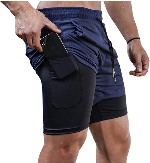 Men's 2 in 1 Active Short Elasticity Lightweight Quick Dry Jogger Shorts