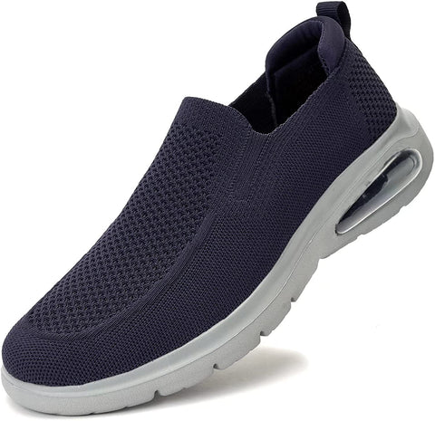 konhill Men's Slip-on Loafers Mesh Walking Shoes Breathable Knit Air Cushion Sneakers