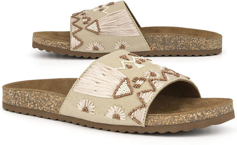 Torgeis Women's Delilah Slide Flats Sandals, Round Open Toe, Rubber Outsole