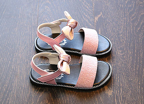 UNI Angel Summer Girls Open Toe Flats Bow Strap Sandals(Toddler/Little Kid/Big Kid)