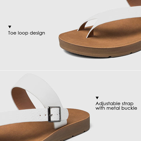 mysoft Women's Slide Sandals Comfortable Flip Flops Buckle Toe Ring Sandals with Adjustable Straps