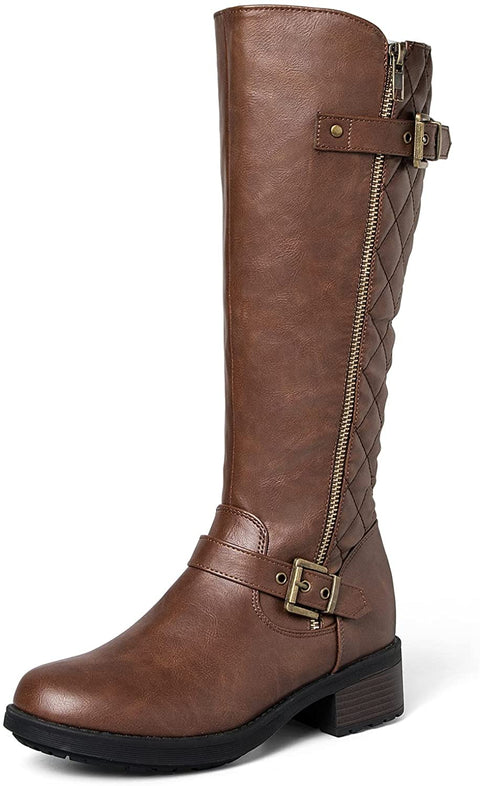 mysoft Women's Knee High Riding Boots Low Block Heel Tall Boots