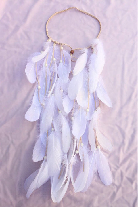 Feather Headband Women Festival Headwear -AWAYTR Bohemia Feather Rope Crown Headdres for girls 1970s