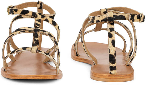 Torgeis Women's Syrene Gladiator Slingback Ankle Strap Flats Sandals, Round Open Toe, Rubber Outsole