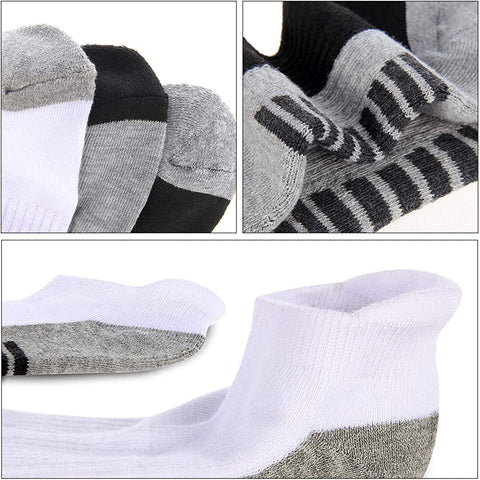 Mens Ankle Socks Low Cut Athletic Cushioned Running Tab Socks 6 Pack