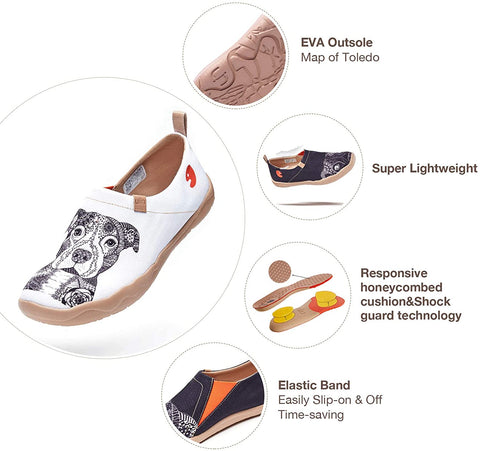 UIN Men's Loafers Lightweight Sneakers Walking Casual Slip ons Art Painted Travel Shoes Bulldog