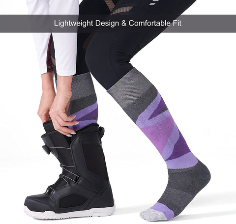 CS CELERSPORT 2/3 Pack Women's Ski Socks with Full Cushion, Wool Winter Warm Socks for Skiing Snowboarding