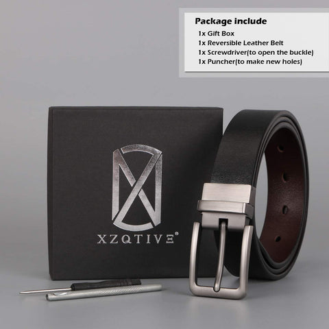 Reversible Leather Belts for Women with Rotated Metal Buckle Black/Brown Women Belts