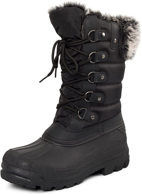 mysoft Women's Snow Boots Warm Insulated Faux Fur Lined Waterproof Mid-Calf Winter Boots