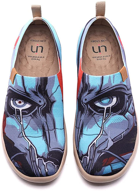 UIN Men's Loafers Lightweight Knitted Sneakers Walking Casual Slip Ons Funny Style Art Painted Travel Shoes