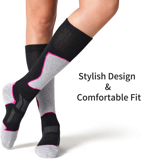 CELERSPORT 2/3 Pack Women's Ski Socks for Skiing, Snowboarding, Cold Weather Warm Socks, Winter Thermal Socks