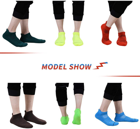 Mens Athletic Low Cut Ankle Socks Cushioned Running Sports Sock for Men 6 Pack