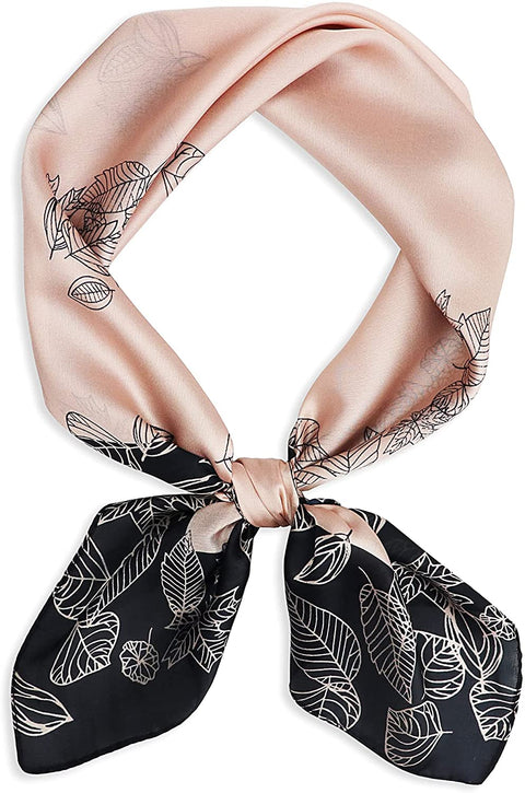 Vabovin 27.5" Silk Feeling Scarf Medium Square Satin Headscarf Fashion Pattern Hair Scarves and Wraps for Women