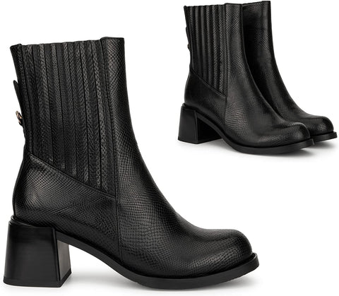 Torgeis Women’s Regent Fashion Supple faux leather,Zipper Ankle Boots, stacked heel, Round-Toe, 100% Rubber Outsole