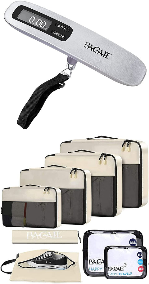 BAGAIL 8 Set Packing Cubes+Digital Luggage Scale