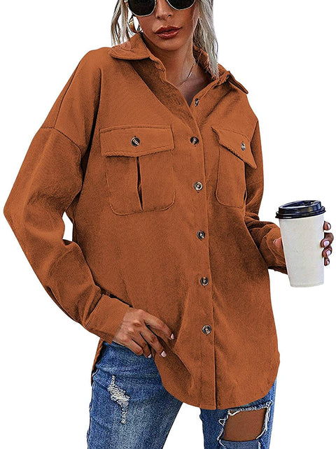 Women's Cotton Lapel Collar Casual Button-Down Shirt