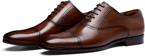 DESAI Classic Oxford Dress Shoes Mens Formal Business Lace-up Full Grain Leather Shoes for Men