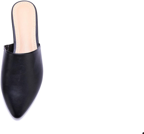 Ruanyu Womens Flat Mules Pointed Toe Slip On Loafer Backless Comfortable Slide Sandals