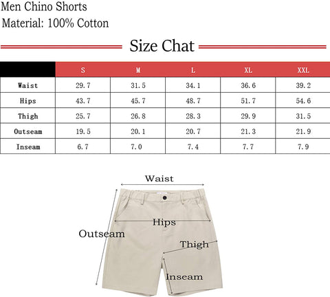 Men Casual Flat Front Shorts Straight Fit Stretch Chino Shorts