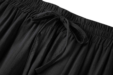 Karlywindow Mens Linen Pants Casual Loose Lightweight Drawstring Elastic Waist Summer Yoga Beach Trousers