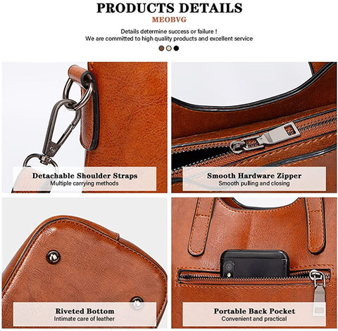 Meobvg Purses and Handbags for Womens PU Leather Top Handle Satchel Tote Shoulder Wallets Work Crossbody Bag Set 2pcs