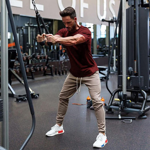 Men Muscle Workout T Shirt Gym Bodybuilding Active Short Sleeve Tee Top