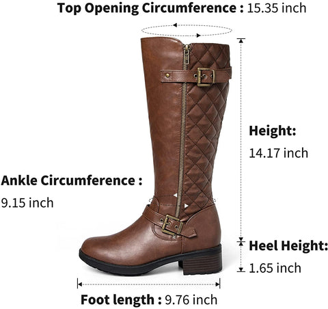 mysoft Women's Knee High Riding Boots Low Block Heel Tall Boots