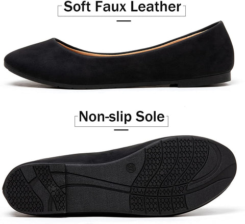 katliu Women Comfort Flats Round Toe Ballet Flats Slip on Walking Flat Shoes