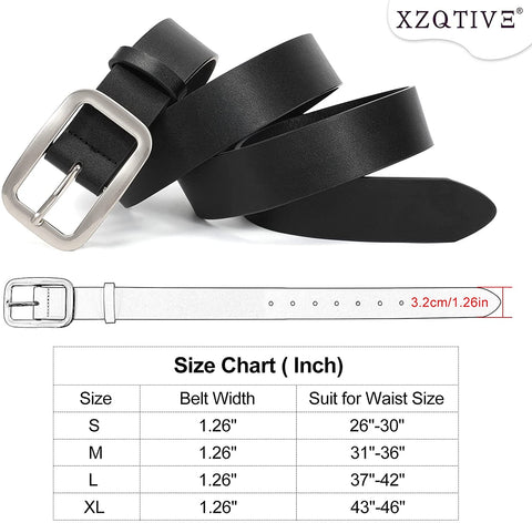 Women Leather Belts for Jeans Pants Fashion Ladies Dress Belt with Solid Pin Buckle