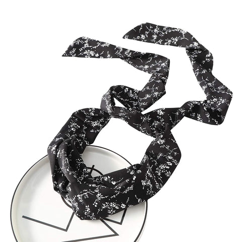 Long Hug Head Wrap Headband - 3PCS Chiffon Twisted Turban Head Wraps Criss Cross Hair Band Long Scarf (Floral(Pink+White+Black))