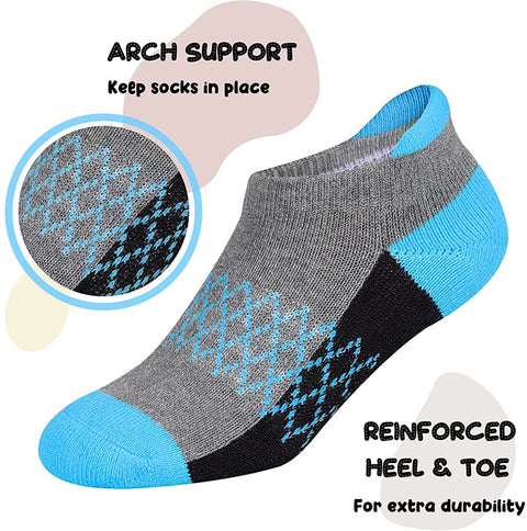 Girls Socks 6-Pack Ankle Athletic Socks For Children Cushioned Sole Low Cut Casual Socks For Little Big Kids