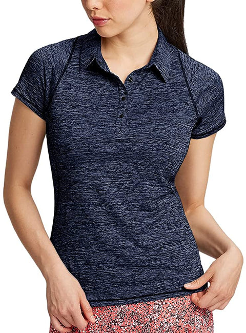 Womens Short Sleeve Tennis Golf Polo Shirts Quick Dry Running Workout Tshirt Tops Blue