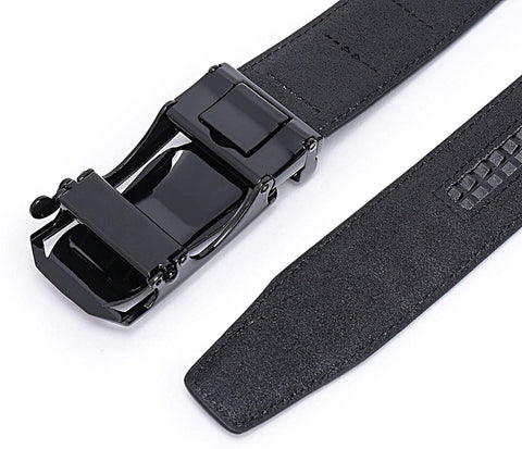 Beltox Men’s Dress Leather Ratchet Slide Belts with Removable Automatic Alloy Buckle 4MM Thick 1 3/8” Wide in Gift Box (Black11, 46"-56" Waist Adjustable) …